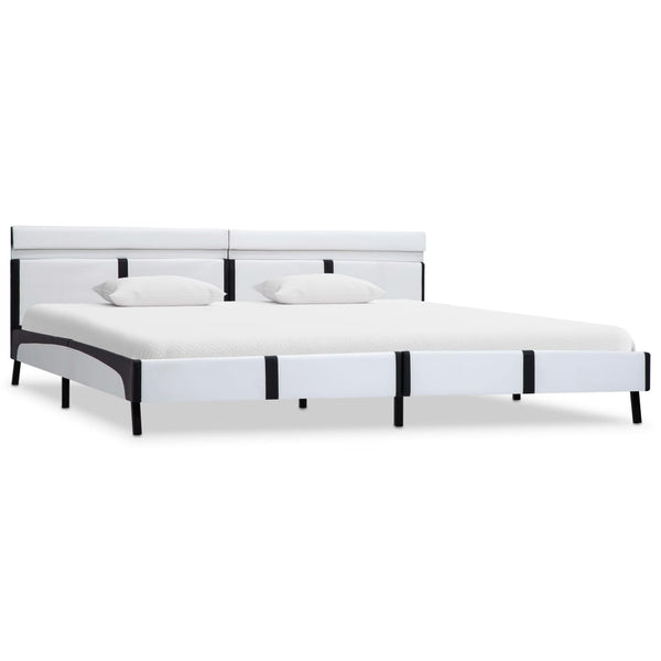 vidaXL LED Bed Frame White Faux Leather 180x200 cm