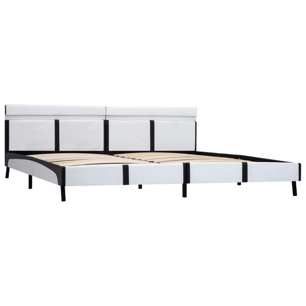 vidaXL LED Bed Frame White Faux Leather 180x200 cm