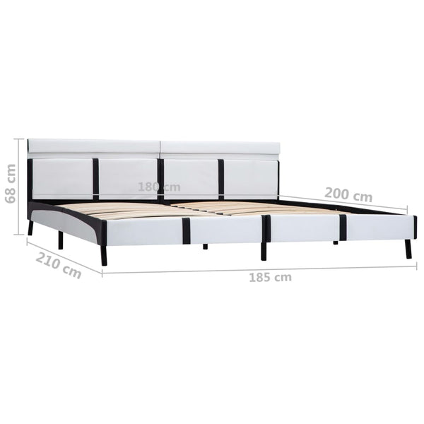 vidaXL LED Bed Frame White Faux Leather 180x200 cm