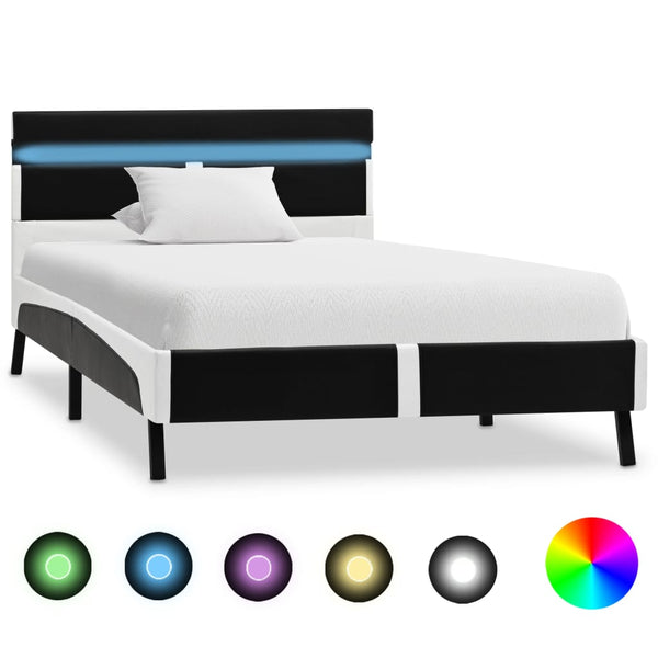 vidaXL LED Bed Frame Black Faux Leather 90x200 cm
