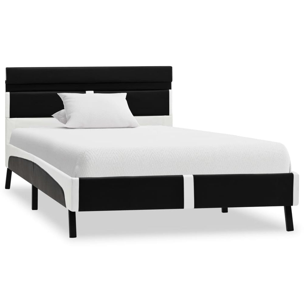 vidaXL LED Bed Frame Black Faux Leather 90x200 cm