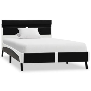 vidaXL LED Bed Frame Black Faux Leather 90x200 cm