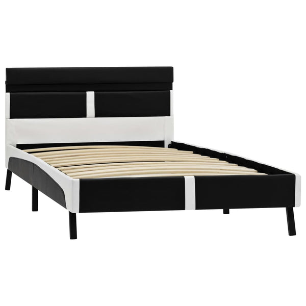 vidaXL LED Bed Frame Black Faux Leather 90x200 cm