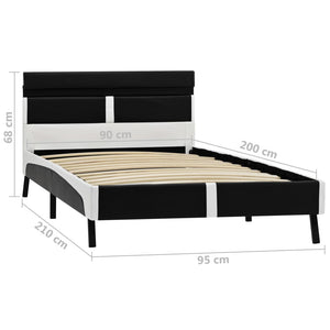 vidaXL LED Bed Frame Black Faux Leather 90x200 cm