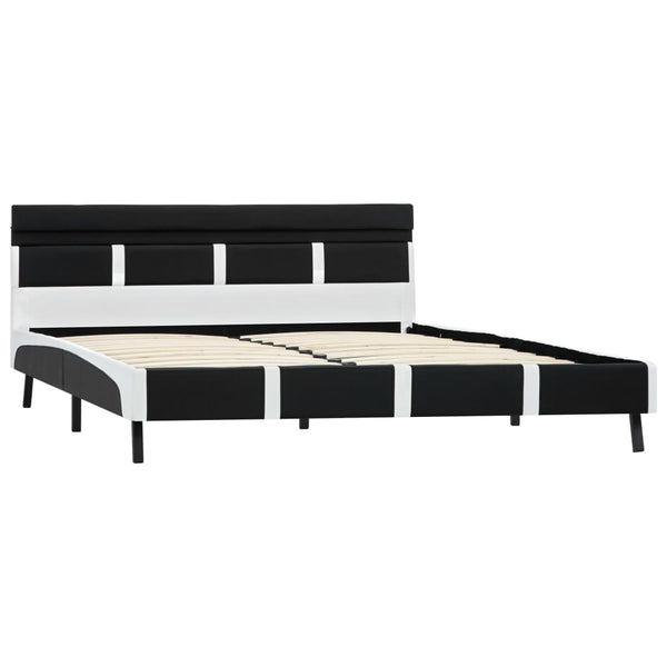 vidaXL LED Bed Frame Black Faux Leather 140x200 cm