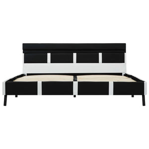 vidaXL LED Bed Frame Black Faux Leather 140x200 cm
