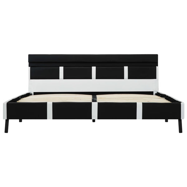 vidaXL LED Bed Frame Black Faux Leather 140x200 cm