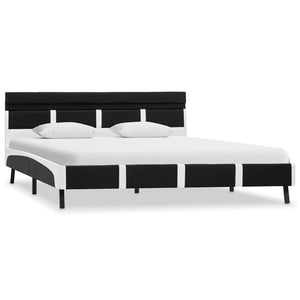 vidaXL LED Bed Frame Black Faux Leather 160x200 cm
