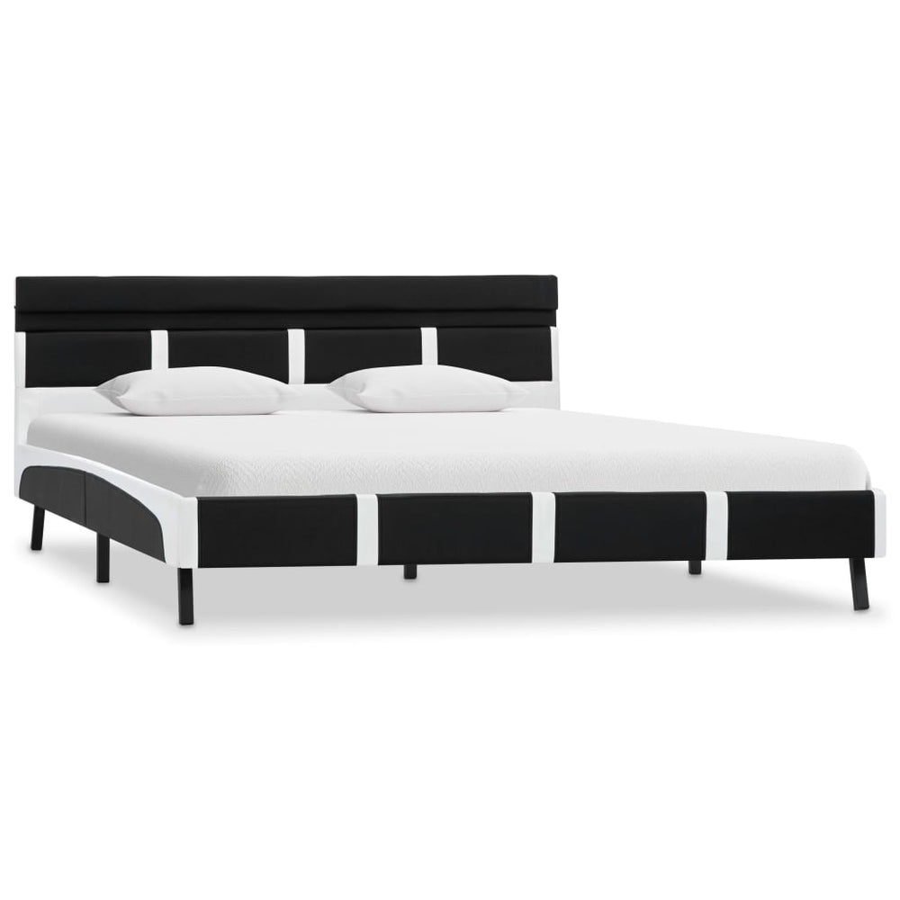 vidaXL LED Bed Frame Black Faux Leather 160x200 cm