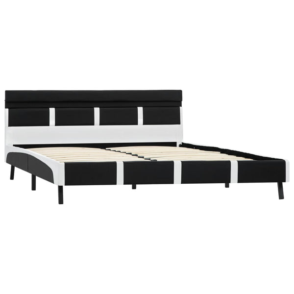 vidaXL LED Bed Frame Black Faux Leather 160x200 cm