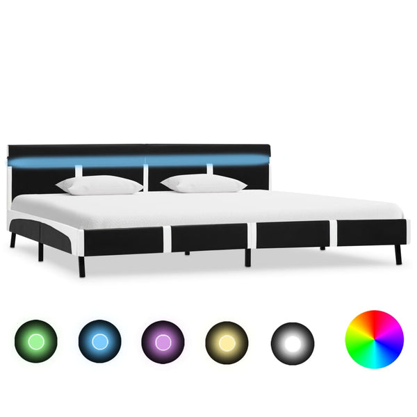 vidaXL LED Bed Frame Black Faux Leather 180x200 cm