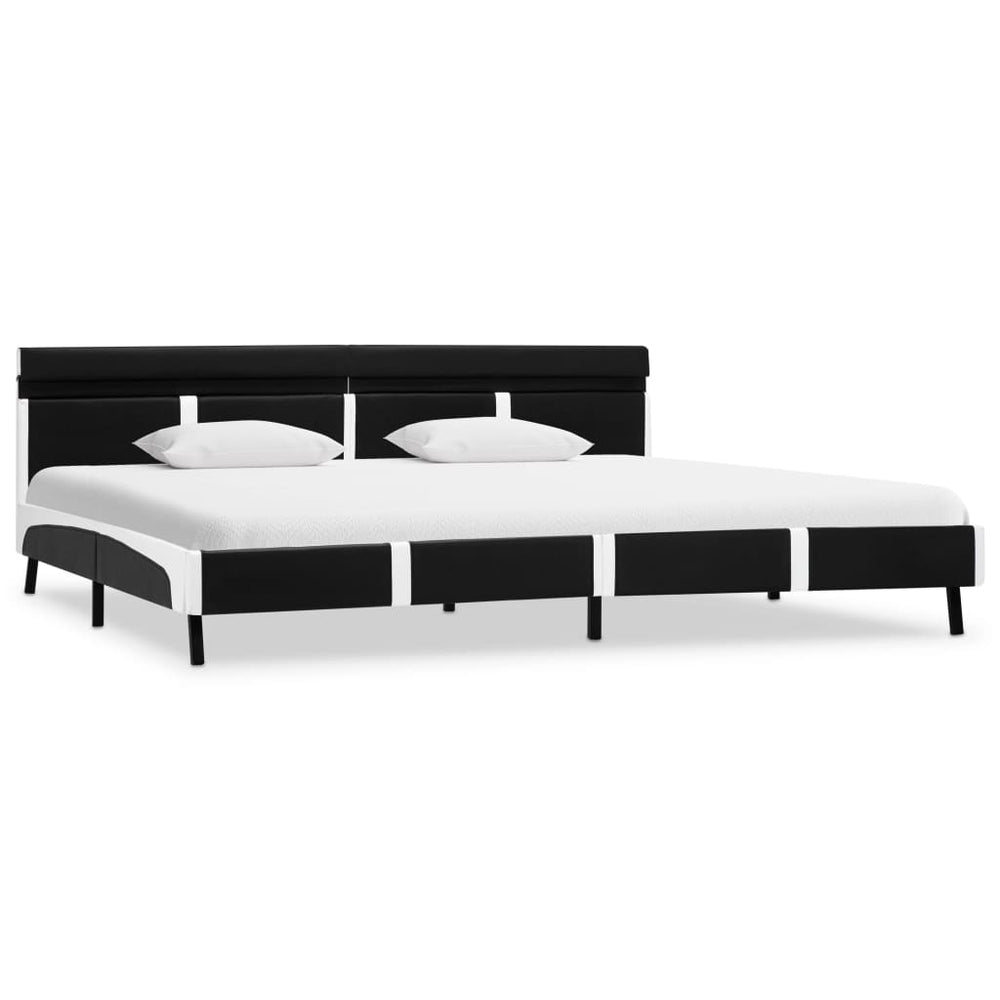 vidaXL LED Bed Frame Black Faux Leather 180x200 cm