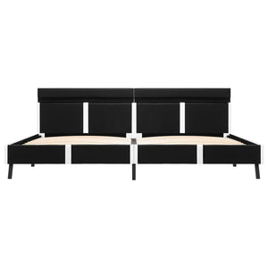 vidaXL LED Bed Frame Black Faux Leather 180x200 cm