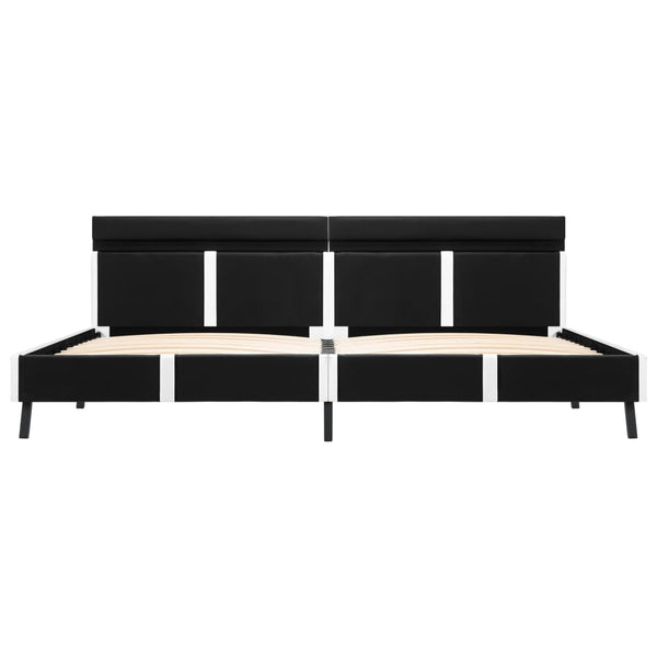 vidaXL LED Bed Frame Black Faux Leather 180x200 cm