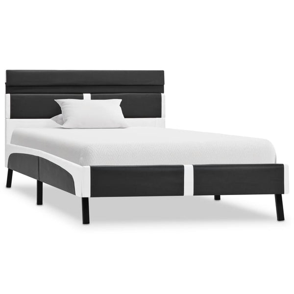 vidaXL LED Bed Frame Gray Faux Leather 90x200 cm