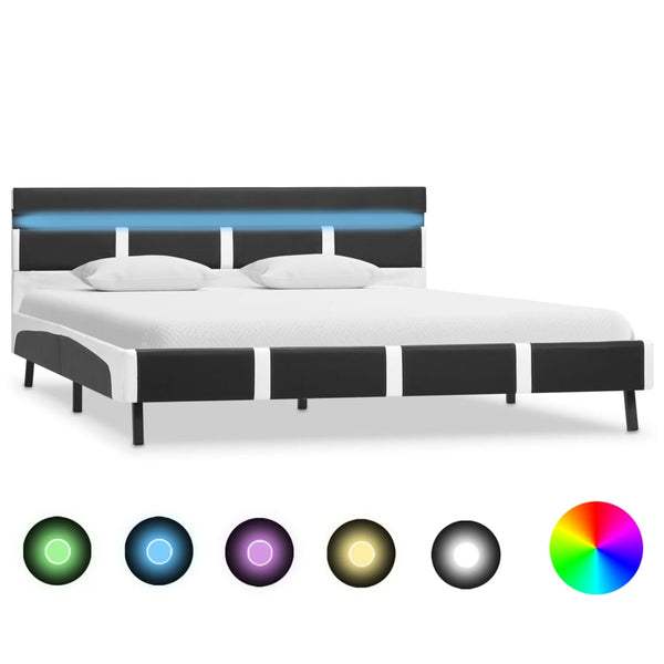vidaXL LED Bed Frame Grey Faux Leather 160x200 cm