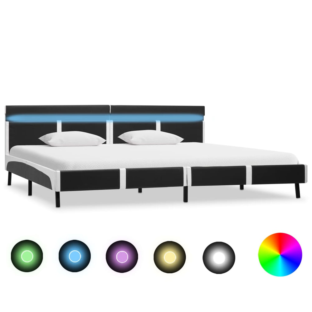 vidaXL Bed Frame with LED Gray Faux Leather 180x200 cm