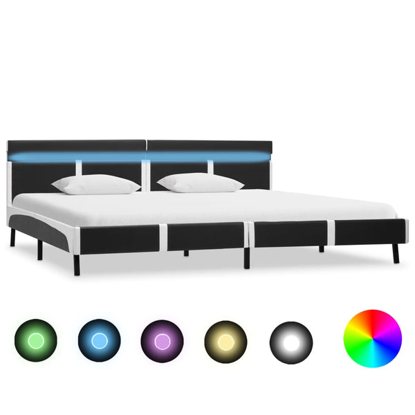 vidaXL Bed Frame with LED Gray Faux Leather 180x200 cm