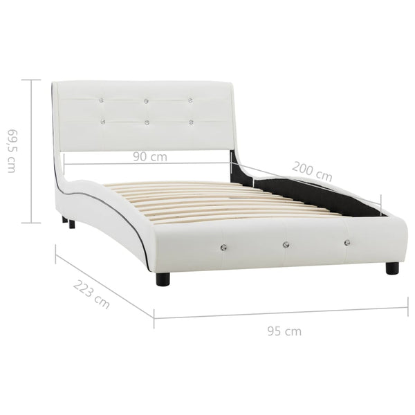 vidaXL Bed Frame White Faux Leather 90x200 cm