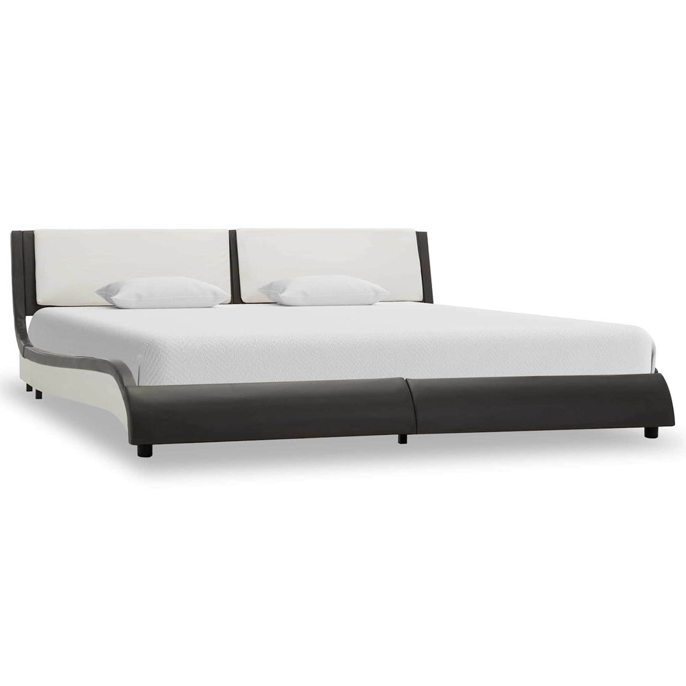 vidaXL Bed Frame Grey and White 160 x 200 cm Faux Leather