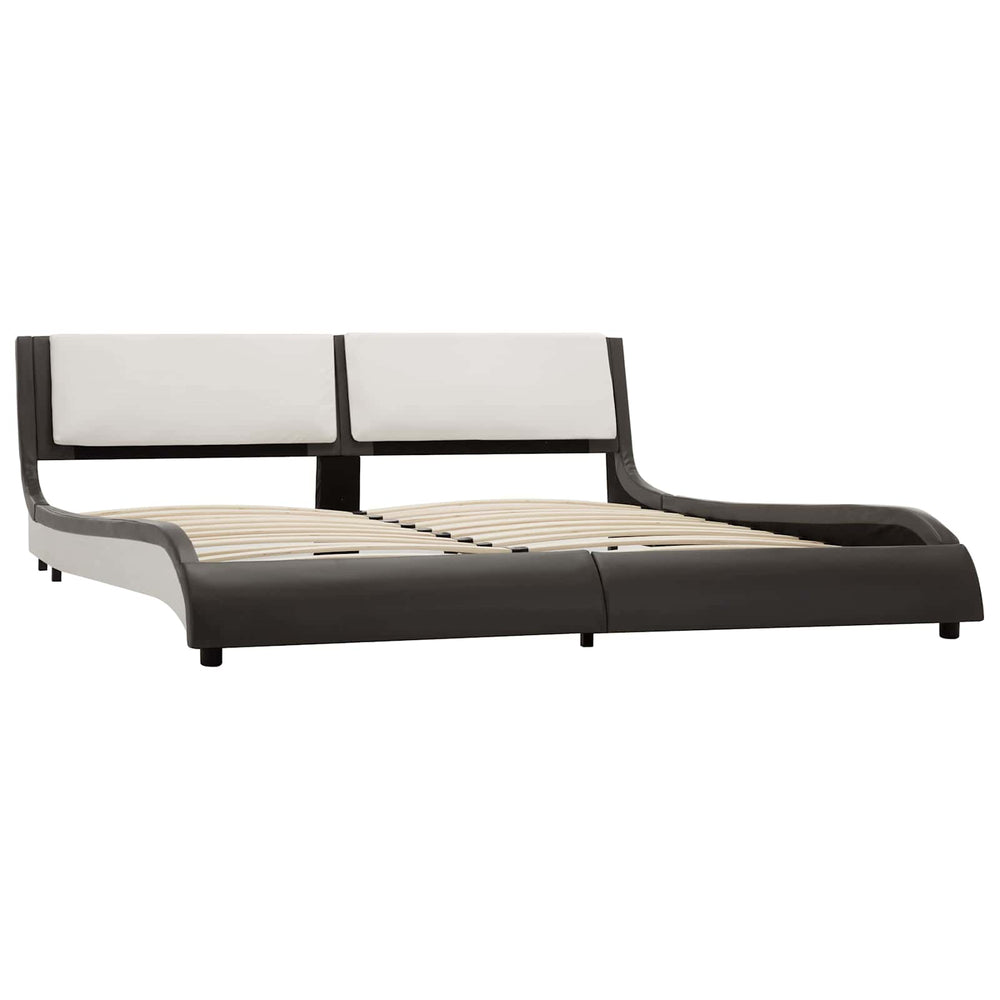 vidaXL Bed Frame Grey and White 160 x 200 cm Faux Leather