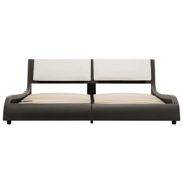vidaXL Bed Frame Grey and White 160 x 200 cm Faux Leather