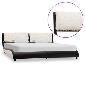 vidaXL Bed Frame with LED Black and White Faux Leather 180x200 cm