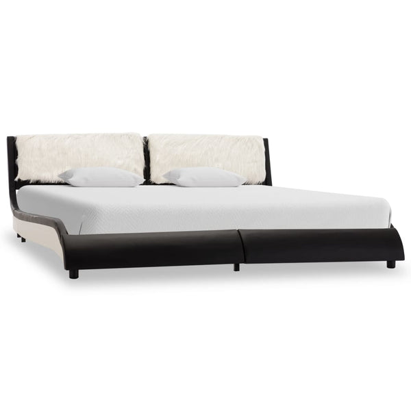 vidaXL Bed Frame with LED Black and White Faux Leather 180x200 cm