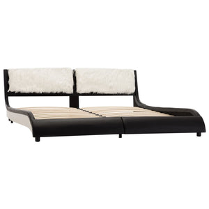 vidaXL Bed Frame with LED Black and White Faux Leather 180x200 cm