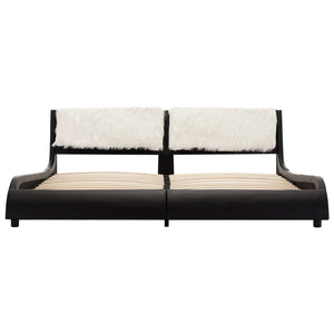 vidaXL Bed Frame with LED Black and White Faux Leather 180x200 cm