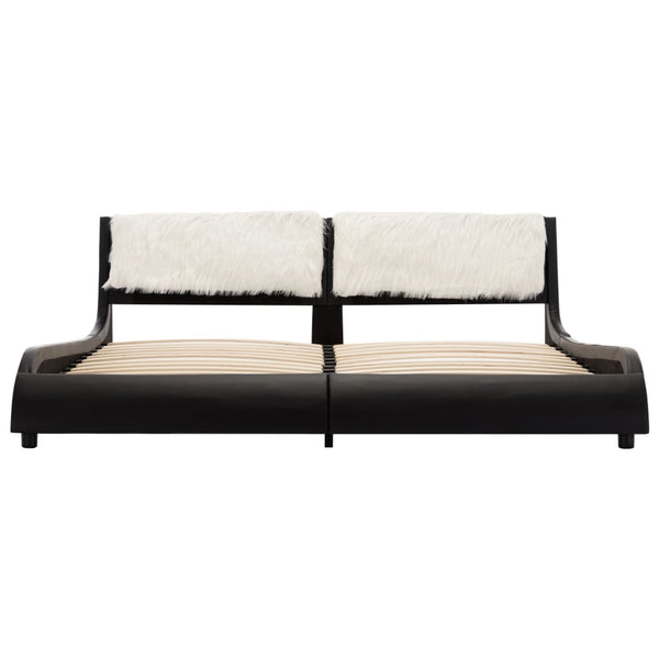 vidaXL Bed Frame with LED Black and White Faux Leather 180x200 cm