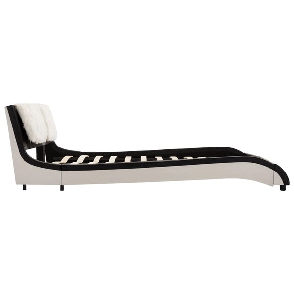 vidaXL Bed Frame with LED Black and White Faux Leather 180x200 cm