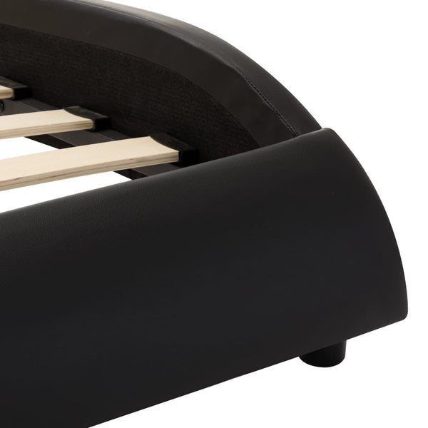 vidaXL Bed Frame with LED Black and White Faux Leather 180x200 cm