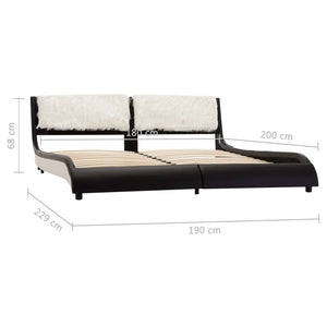 vidaXL Bed Frame with LED Black and White Faux Leather 180x200 cm