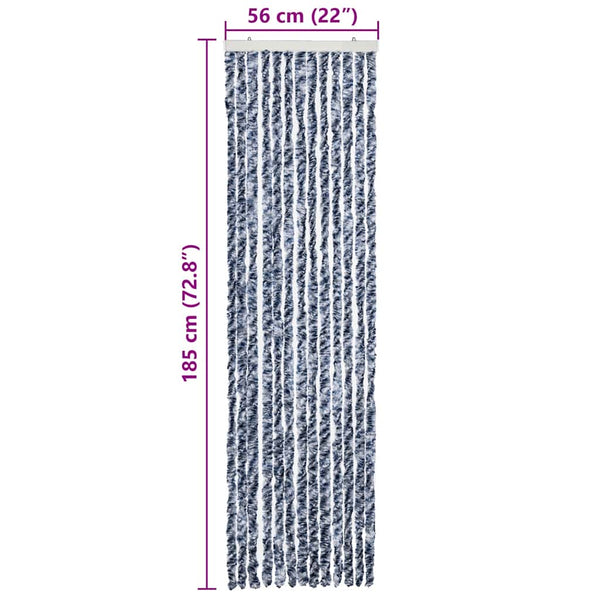 vidaXL Insect Screen Curtain Blue, White and Silver 56x185cm Chenille