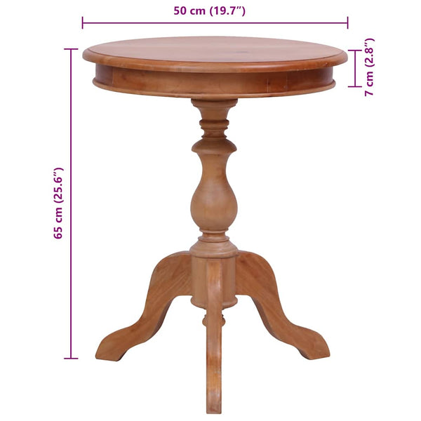 vidaXL Side Table Natural 50 x 50 x 65 cm Solid Mahogany Wood