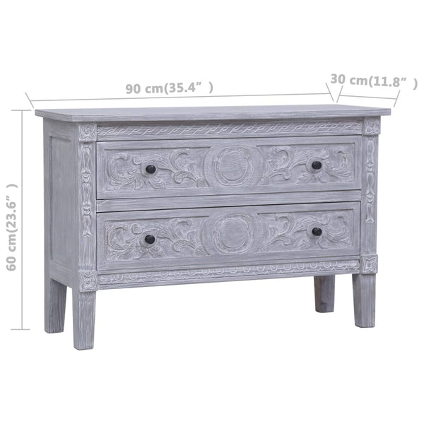 vidaXL Sideboard with 2 Drawers 90 x 30 x 60 cm Solid Mahogany Wood