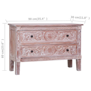 vidaXL Sideboard with 2 Drawers 90 x 30 x 60 cm Solid Mahogany Wood