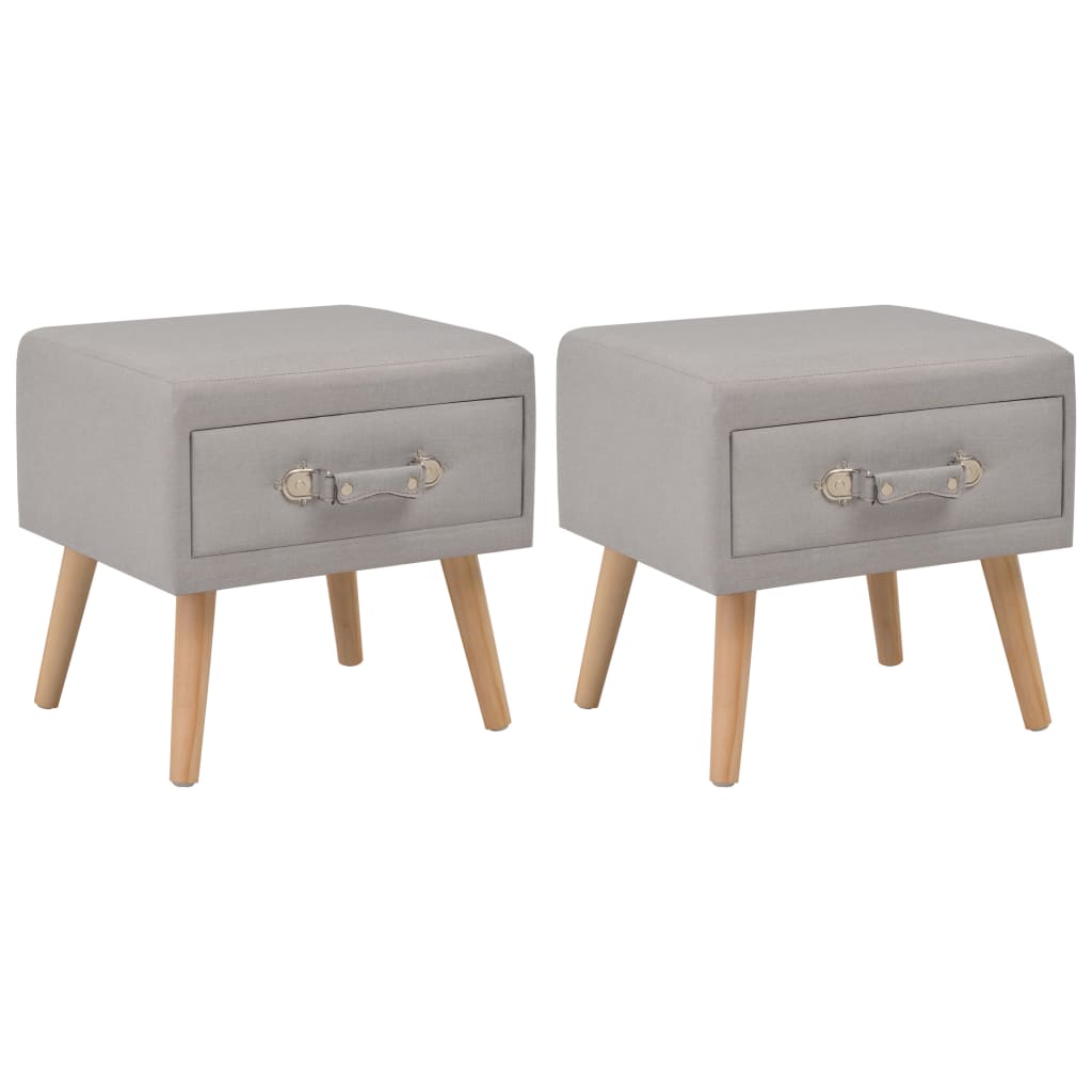 vidaXL Nightstands 2 pcs. Grey 40 x 35 x 40 cm Fabric