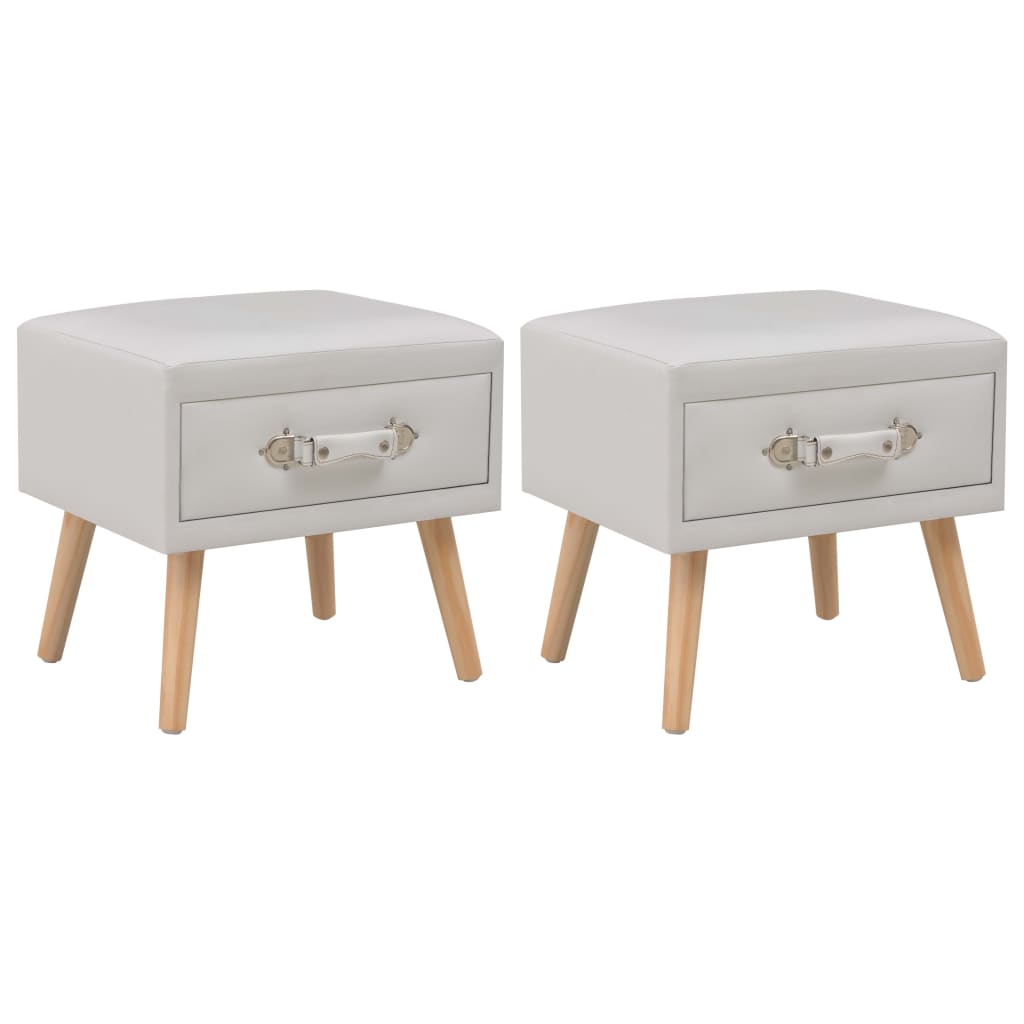 vidaXL Bedside Cabinets 2 pcs White 40 x 35 x 40 cm Faux Leather