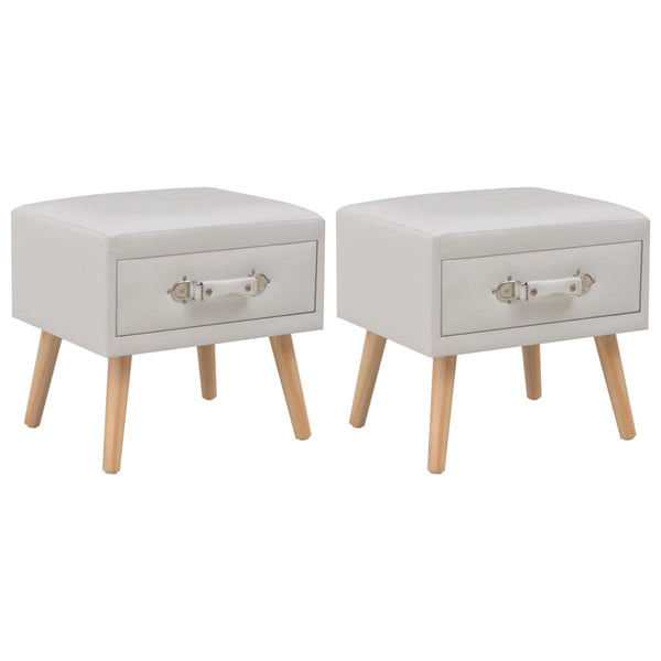 vidaXL Bedside Cabinets 2 pcs White 40 x 35 x 40 cm Faux Leather