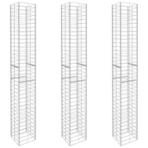 vidaXL Gabion Baskets 3 pcs. Galvanized Steel 25 x 25 x 197 cm