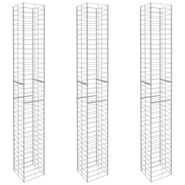 vidaXL Gabion Baskets 3 pcs. Galvanized Steel 25 x 25 x 197 cm