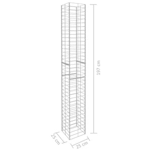 vidaXL Gabion Baskets 3 pcs. Galvanized Steel 25 x 25 x 197 cm