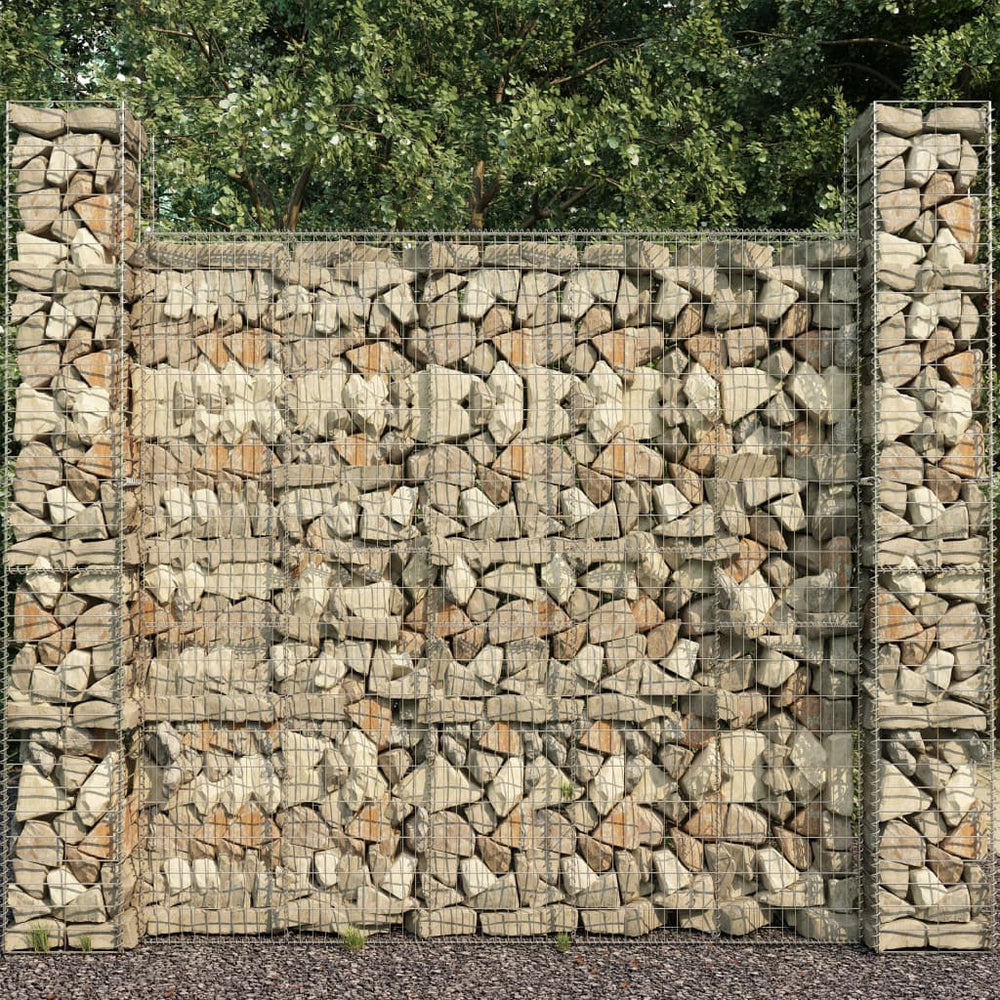vidaXL Gabion Baskets 3 pcs. Galvanized Steel 25 x 25 x 197 cm