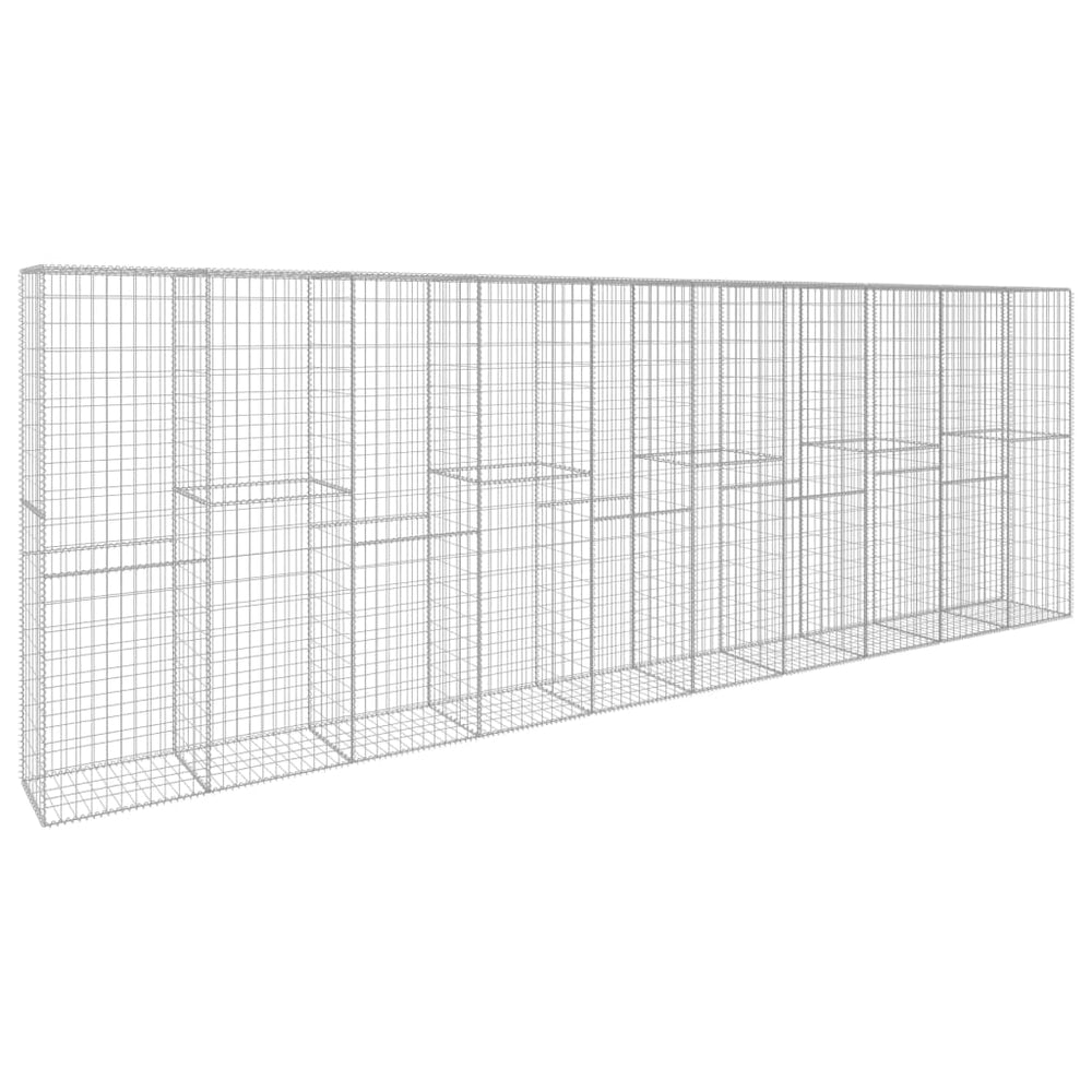 vidaXL Gabion Wall with Cover Galvanized Steel 600 x 50 x 200 cm