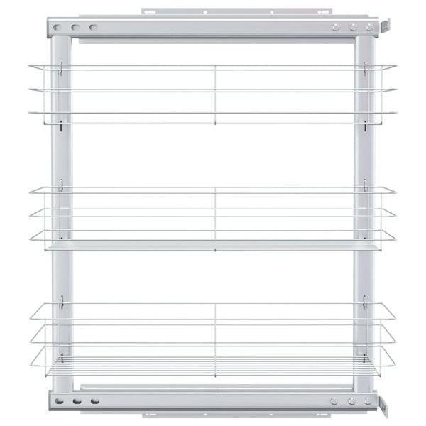 vidaXL 3-Tier Kitchen Wire Basket Pull-Out Silver 47x25x56 cm