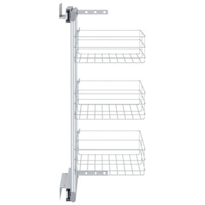 vidaXL 3-Tier Kitchen Wire Basket Pull-Out Silver 47x25x56 cm