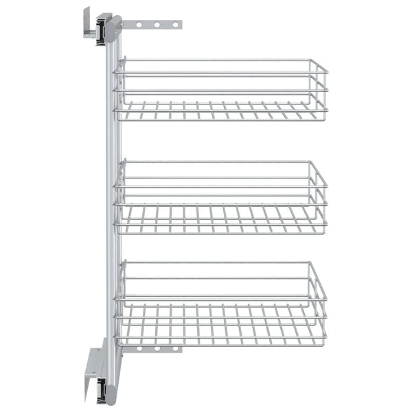 vidaXL 3-Tier Extendable Kitchen Wire Basket Silver 47x35x56 cm