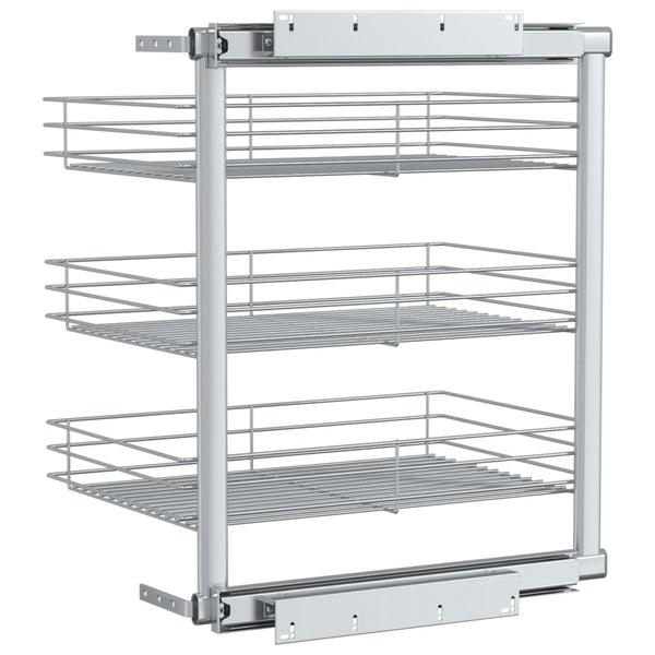 vidaXL 3-Tier Extendable Kitchen Wire Basket Silver 47x35x56 cm